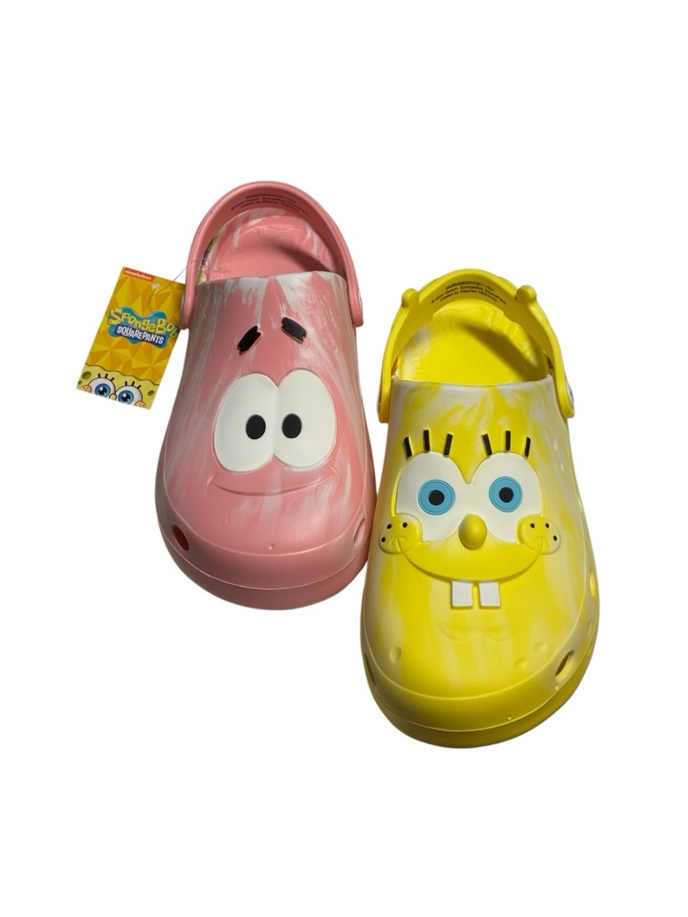 SpongeBob Squarepants And Patrick Slip-On Clogs in Yellow & Pink With Faces